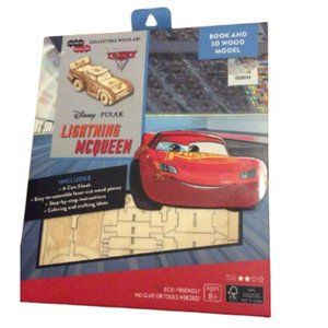 Disney Pixar Cars 3D Wood Model Kit 4 in. and Book Lightning McQueen